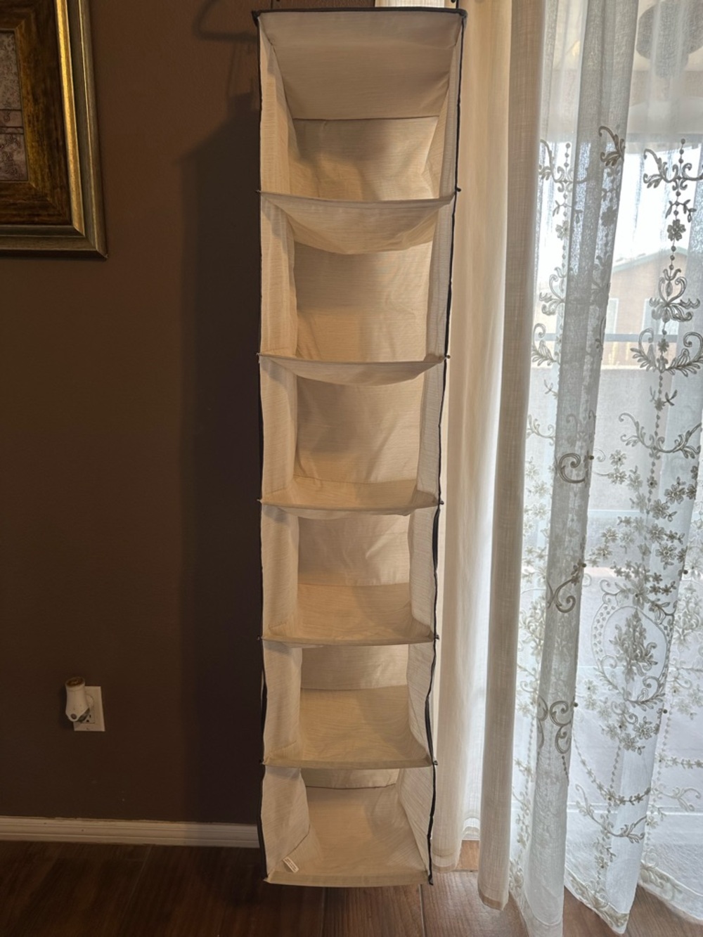 Hanging Fabric Closet Organizer - Cream 6-Tier